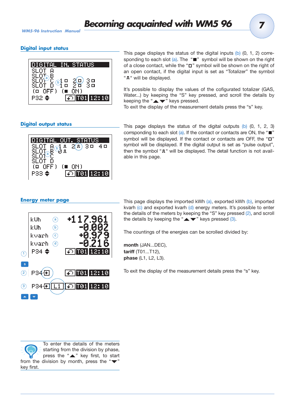 Becoming acquainted with wm5 96 | Carlo Gavazzi WM5-96 User Manual | Page 9 / 55