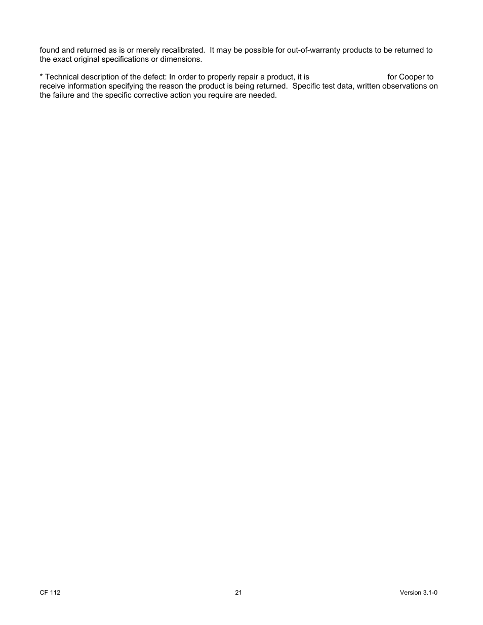 Cooper Instruments & Systems DFI 200 Hand Held Indicator User Manual | Page 21 / 21