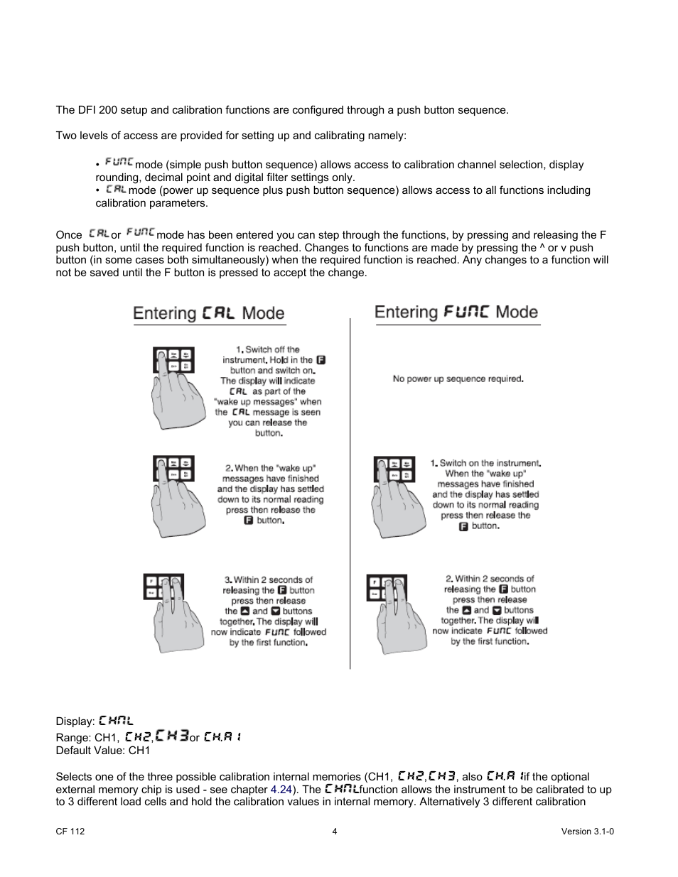 4explanation of functions | Cooper Instruments & Systems DFI 200 Hand Held Indicator User Manual | Page 4 / 21