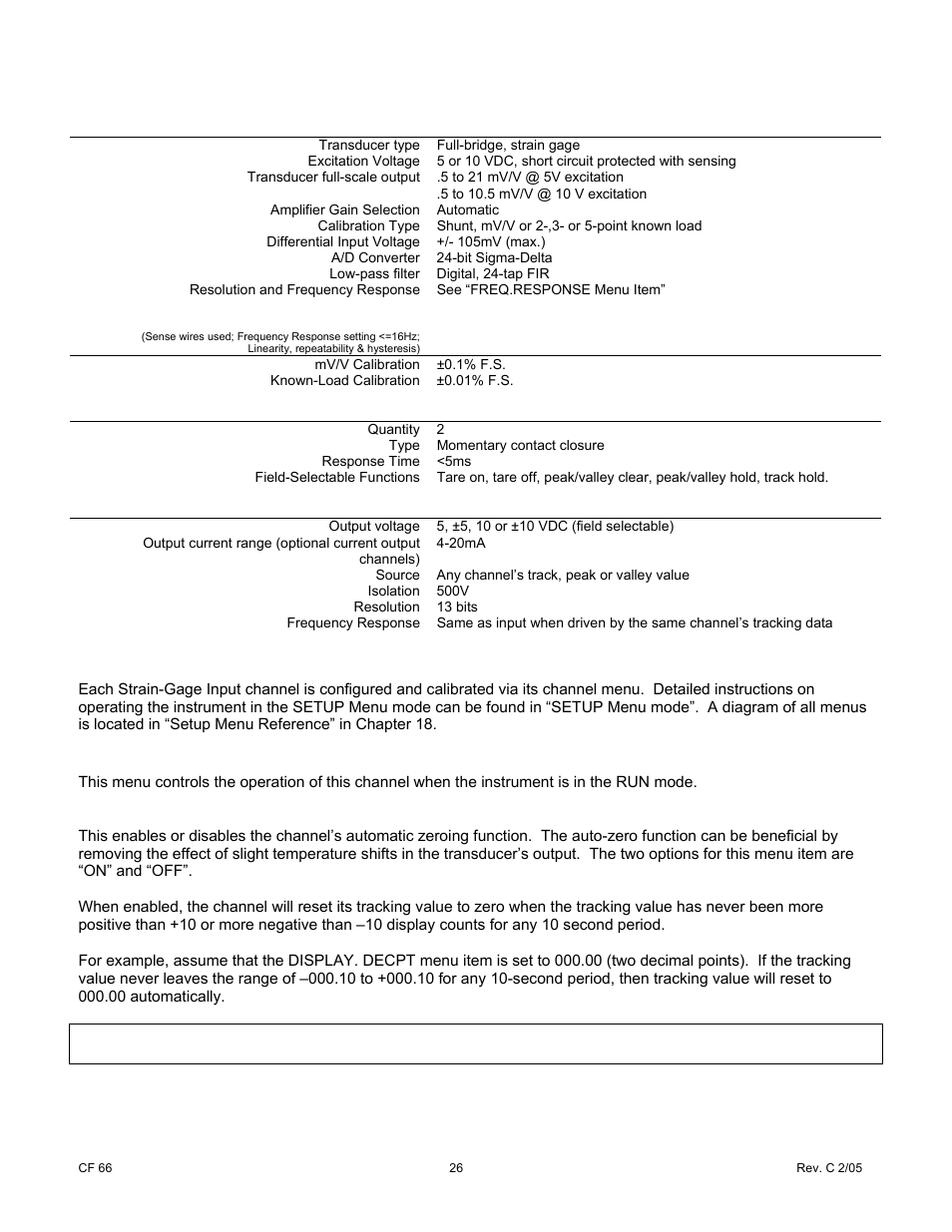 4 specifications, 5 channel menu, 1 operation sub-menu | Cooper Instruments & Systems DFI 1650 Multi-Channel Digital Force Indicator User Manual | Page 32 / 89