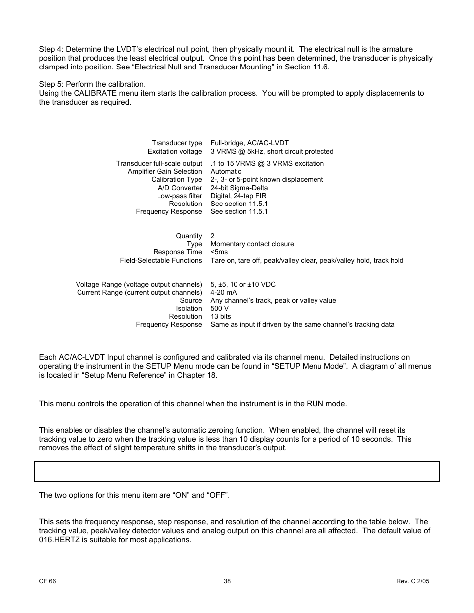 4 specifications, 5 channel menu, 1 operation sub-menu | Cooper Instruments & Systems DFI 1650 Multi-Channel Digital Force Indicator User Manual | Page 44 / 89
