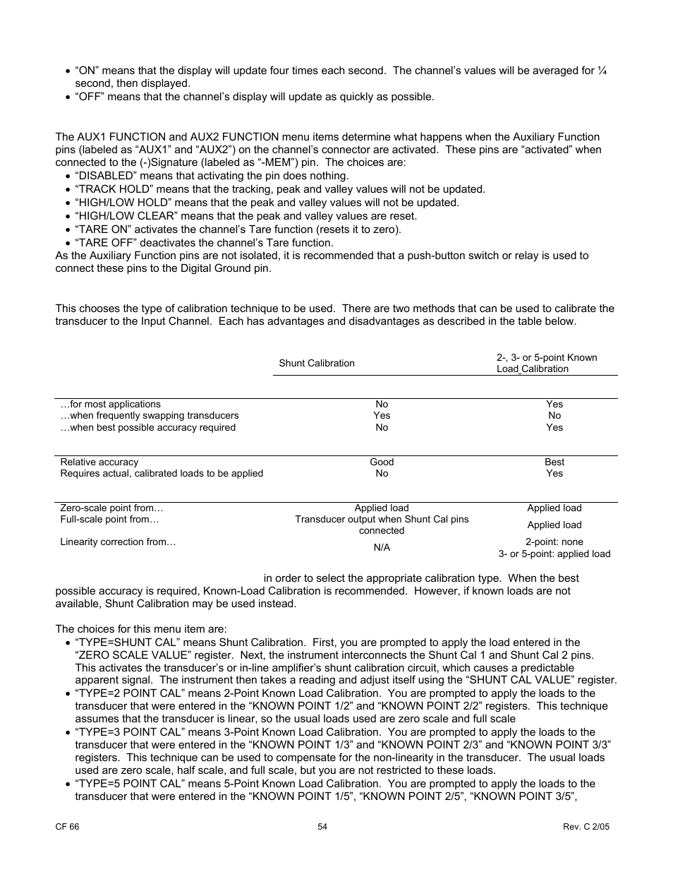 3 auxn function menu items, 4 calibration type menu item | Cooper Instruments & Systems DFI 1650 Multi-Channel Digital Force Indicator User Manual | Page 60 / 89