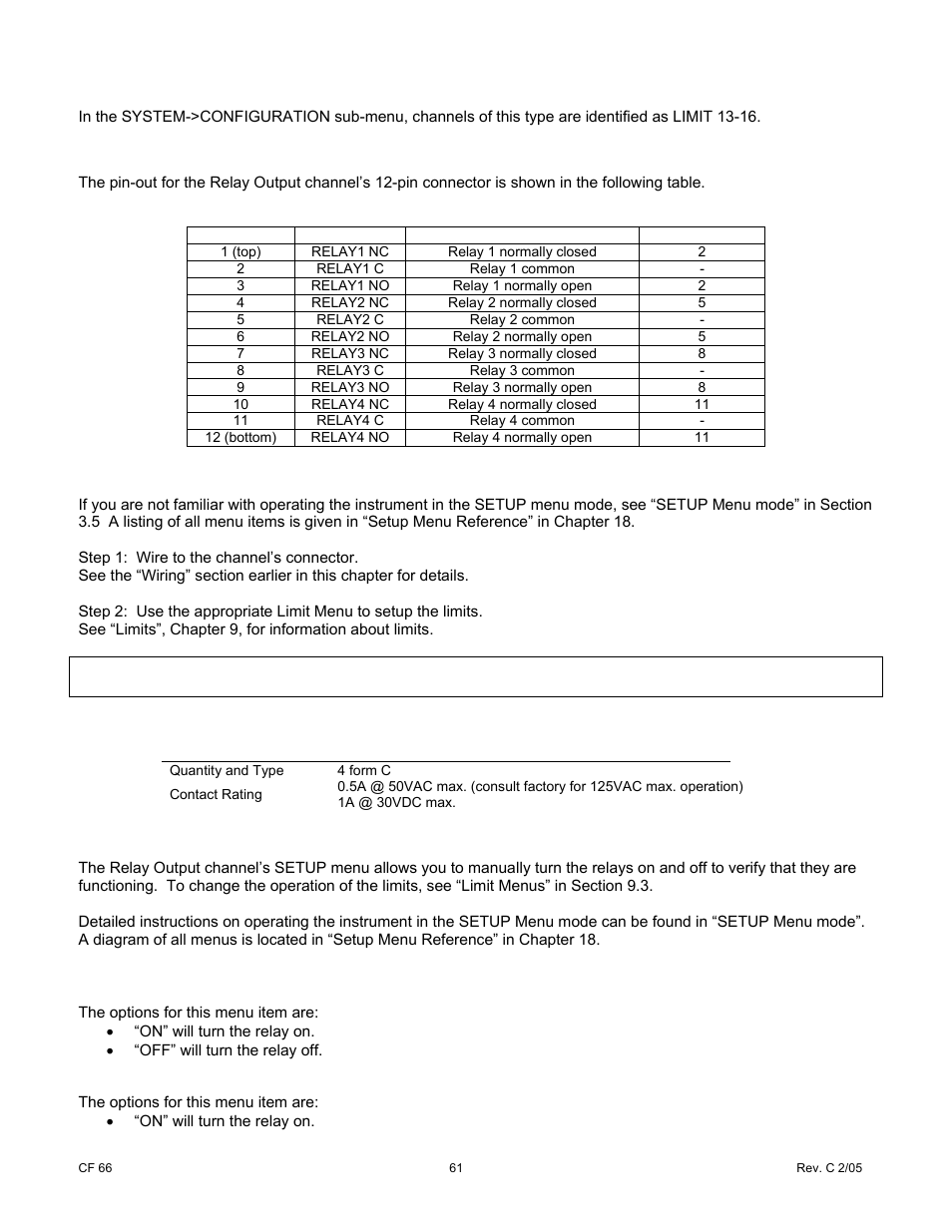 2 wiring, 3 setup procedure, 4 specifications | 5 channel menu, 1 diagnostics sub-menu | Cooper Instruments & Systems DFI 1650 Multi-Channel Digital Force Indicator User Manual | Page 67 / 89