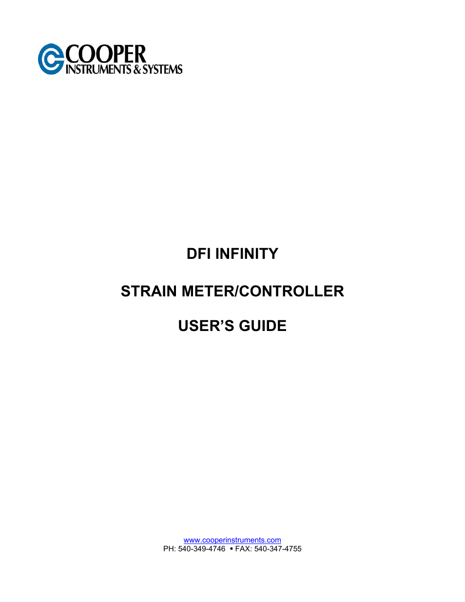 Cooper Instruments & Systems DFI INFINITY Digital Force Indicator/Controller User Manual | 81 pages