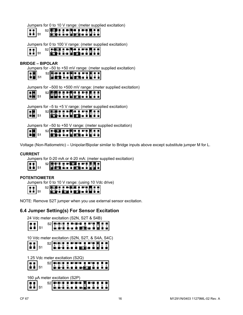 4 jumper setting(s) for sensor excitation | Cooper Instruments & Systems DFI INFINITY Digital Force Indicator/Controller User Manual | Page 21 / 81