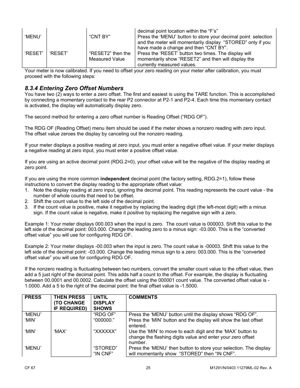 4 entering zero offset numbers | Cooper Instruments & Systems DFI INFINITY Digital Force Indicator/Controller User Manual | Page 30 / 81