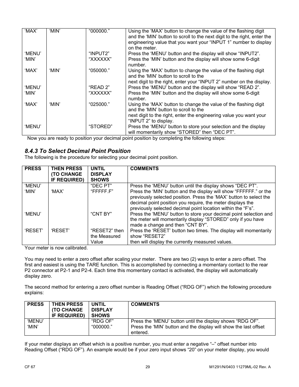3 to select decimal point position | Cooper Instruments & Systems DFI INFINITY Digital Force Indicator/Controller User Manual | Page 34 / 81