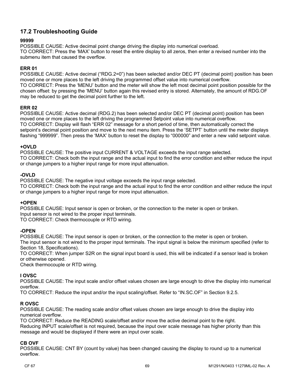 2 troubleshooting guide | Cooper Instruments & Systems DFI INFINITY Digital Force Indicator/Controller User Manual | Page 74 / 81