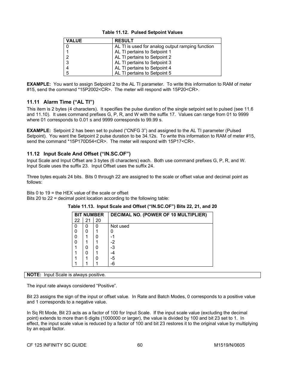 11alarm time \(“al ti”\), 12input scale and offset \(“in.sc.of”\), Alarm time (“al ti”) | Input scale and offset (“in.sc.of”) | Cooper Instruments & Systems DFI INFINITY Digital Force Indicator/Controller User Manual | Page 64 / 78