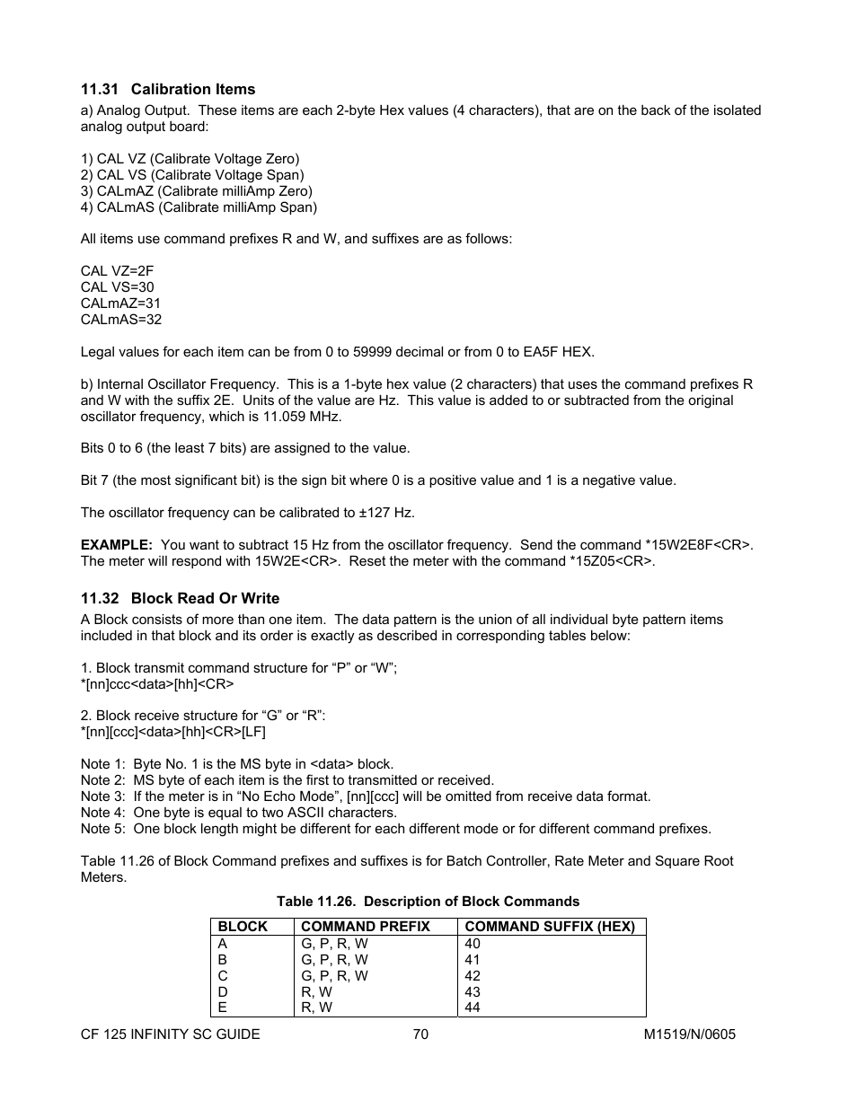31calibration items, 32block read or write, Calibration items | Block read or write | Cooper Instruments & Systems DFI INFINITY Digital Force Indicator/Controller User Manual | Page 74 / 78