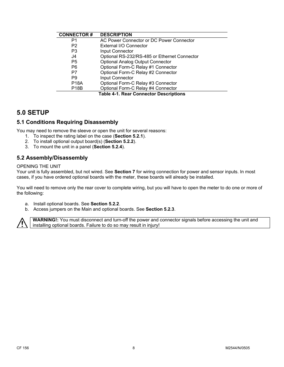 0 setup, 1 conditions requiring disassembly, 2 assembly/disassembly | Cooper Instruments & Systems DFI INFINITY B Ultra High Performance Digital Force Indicator User Manual | Page 13 / 90