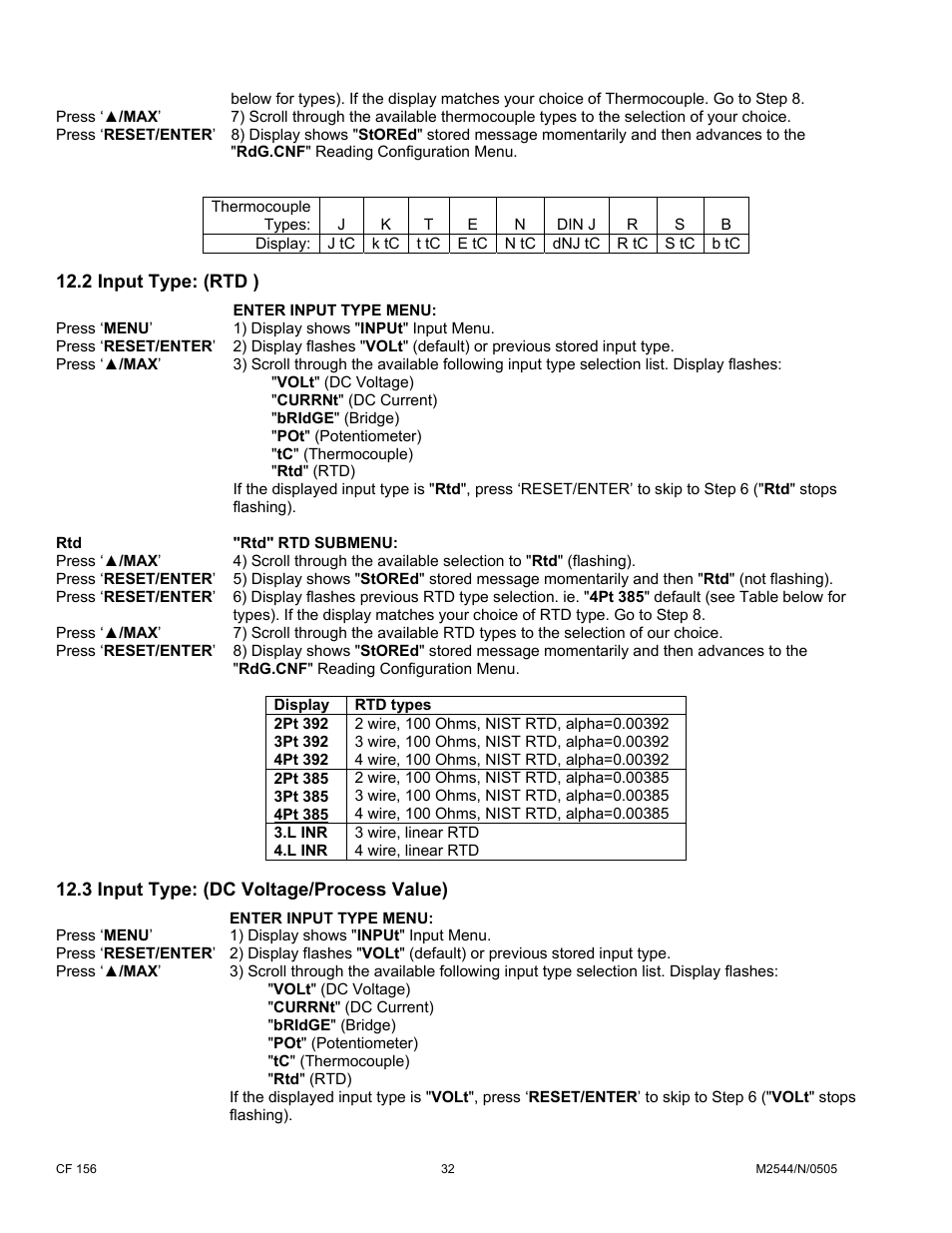 2 input type: (rtd ), 3 input type: (dc voltage/process value) | Cooper Instruments & Systems DFI INFINITY B Ultra High Performance Digital Force Indicator User Manual | Page 37 / 90