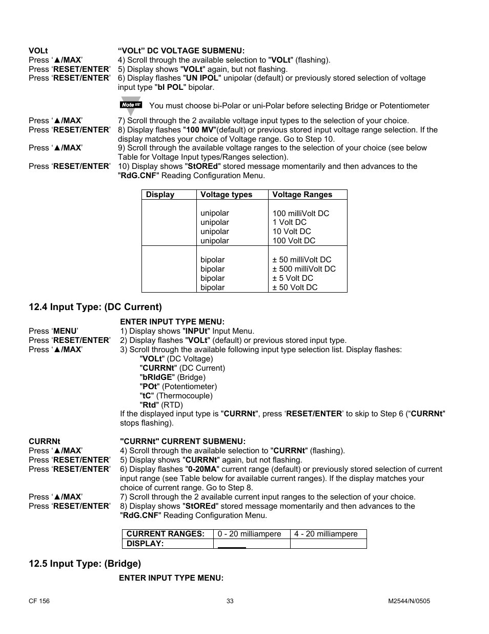 4 input type: (dc current), 5 input type: (bridge) | Cooper Instruments & Systems DFI INFINITY B Ultra High Performance Digital Force Indicator User Manual | Page 38 / 90