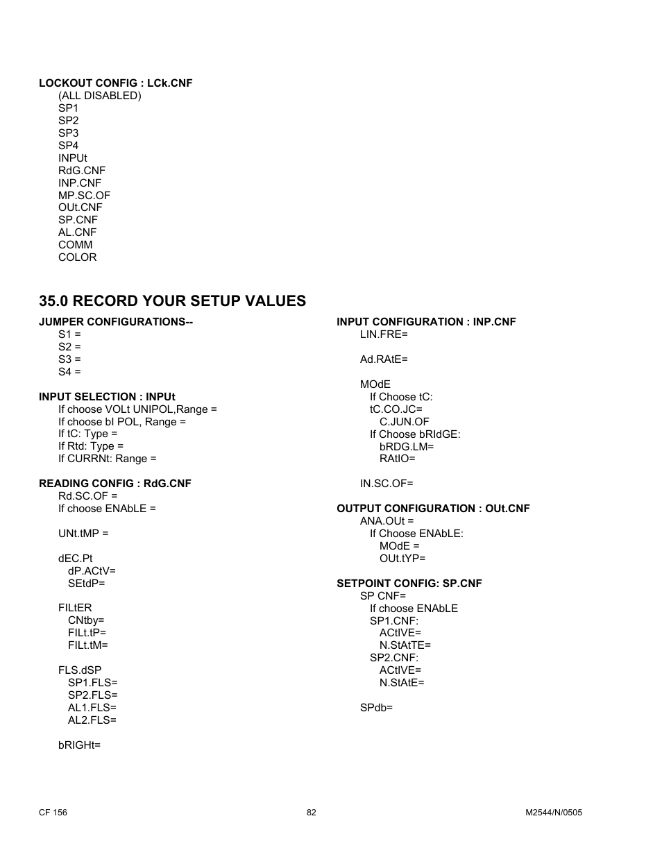 0 record your setup values | Cooper Instruments & Systems DFI INFINITY B Ultra High Performance Digital Force Indicator User Manual | Page 87 / 90
