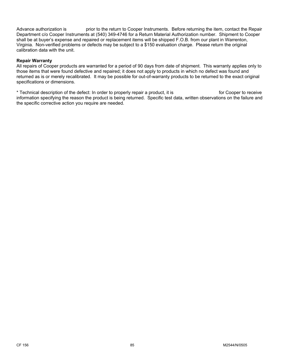 Cooper Instruments & Systems DFI INFINITY B Ultra High Performance Digital Force Indicator User Manual | Page 90 / 90