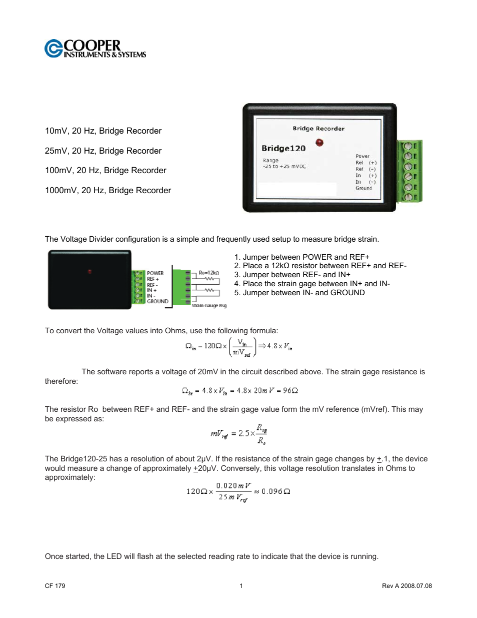 Cooper Instruments & Systems DCI 120 Bridge/Strain Gauge Data Loggers User Manual | 3 pages
