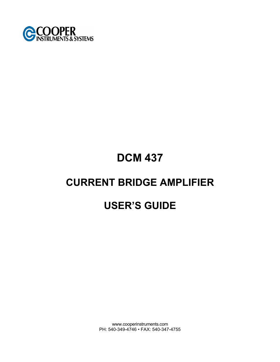Cooper Instruments & Systems DCM 437 Current Bridge Amplifier User Manual | 6 pages