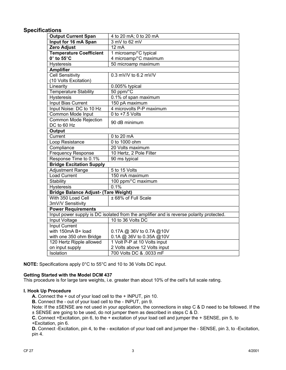 Cooper Instruments & Systems DCM 437 Current Bridge Amplifier User Manual | Page 3 / 6