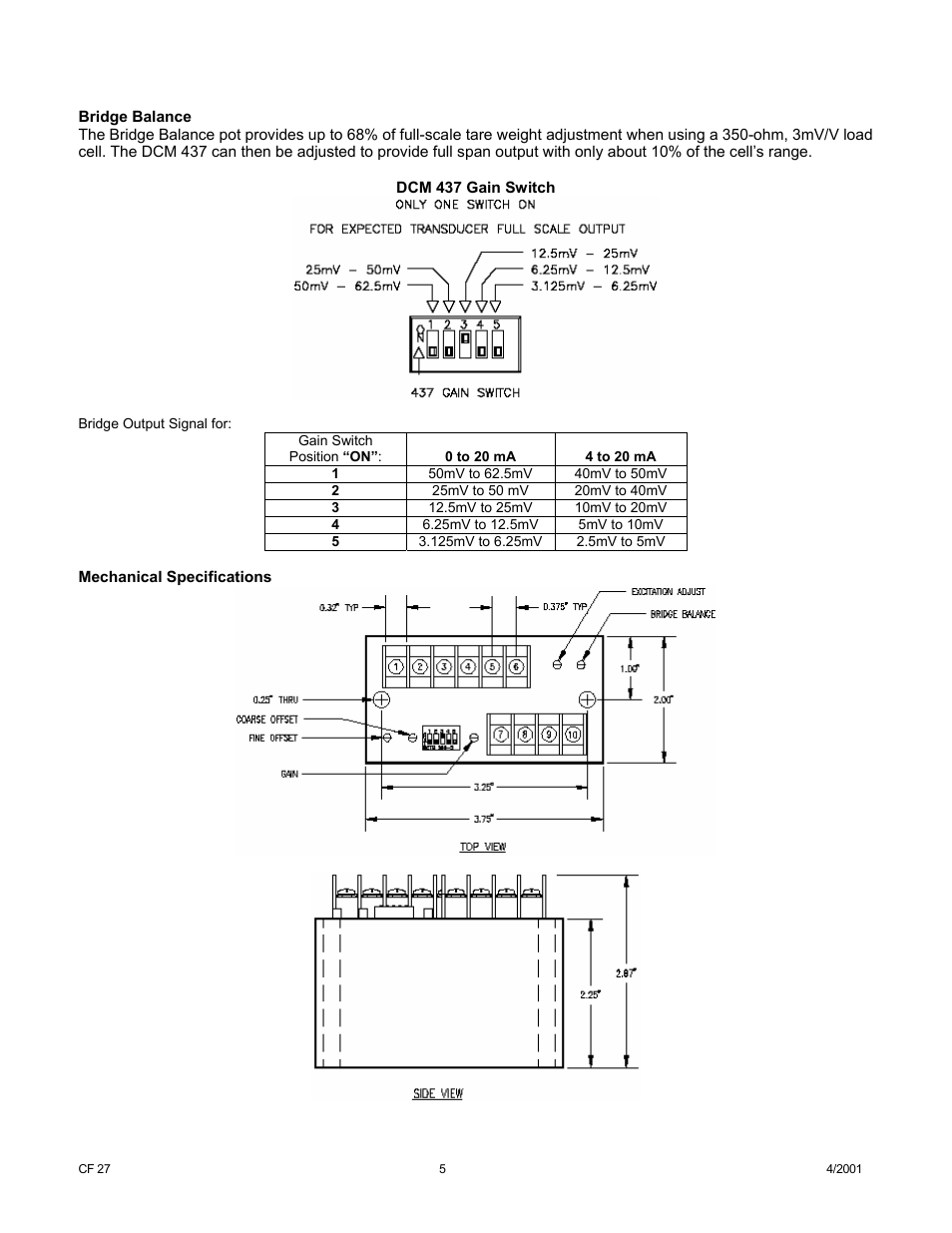 Cooper Instruments & Systems DCM 437 Current Bridge Amplifier User Manual | Page 5 / 6