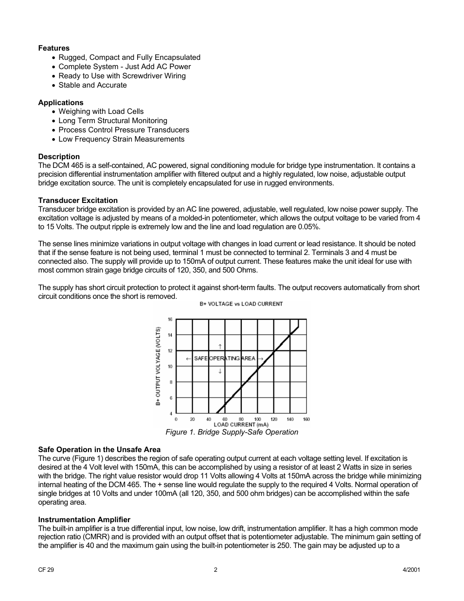 Cooper Instruments & Systems DCM 465 Voltage Bridge Amplifier User Manual | Page 2 / 6