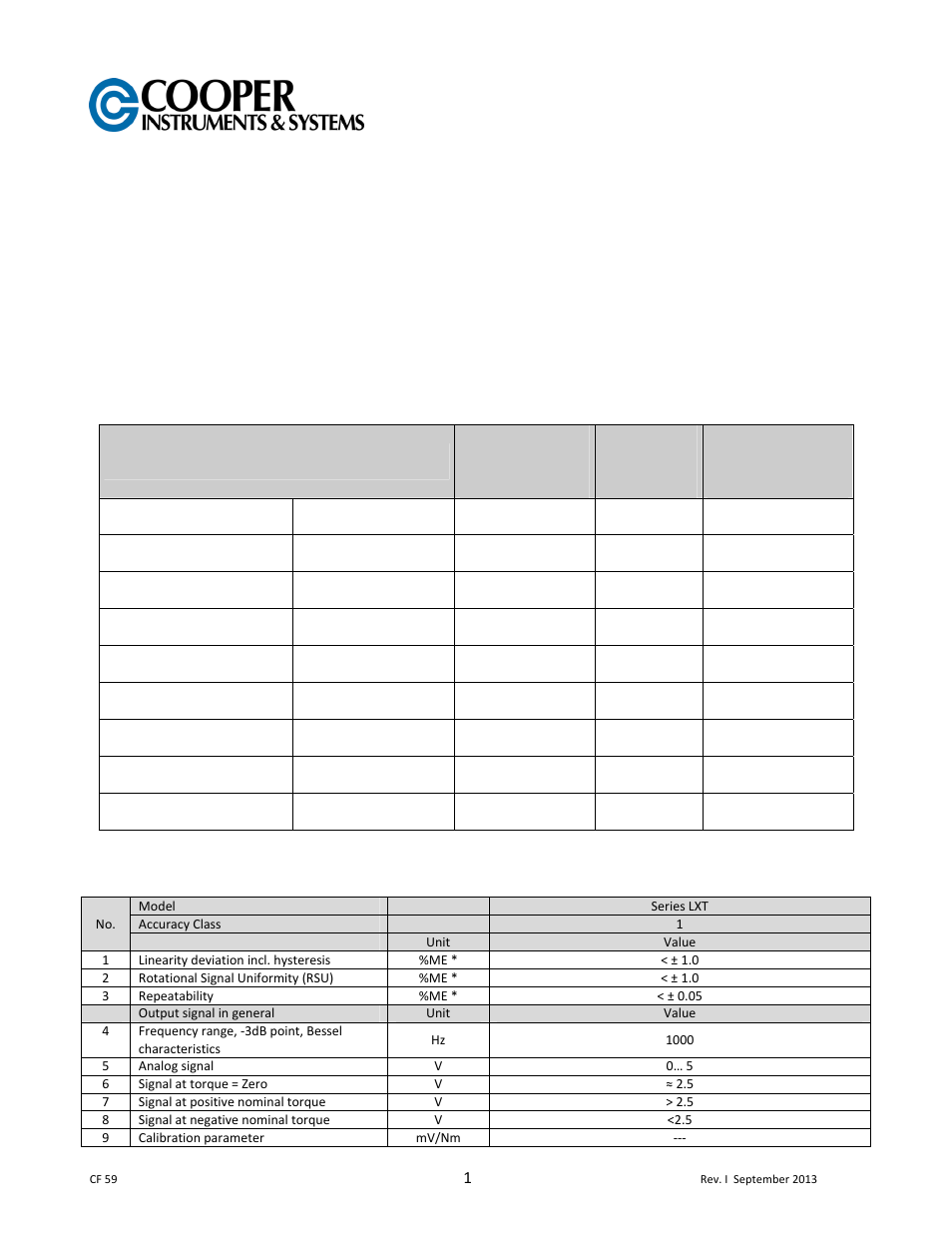 Cooper Instruments & Systems LXT 971 Rotating Torque Load Cell User Manual | 6 pages
