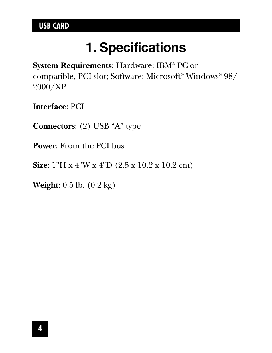 Specifications | Black Box IC136C User Manual | Page 5 / 23