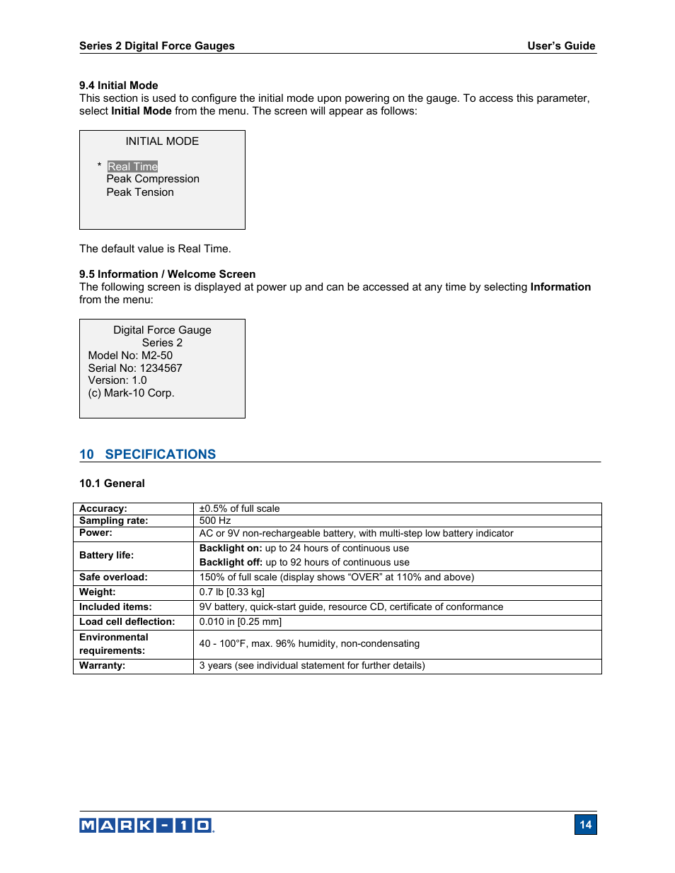 Cooper Instruments & Systems Series M2 Digital Force Gage User Manual | Page 15 / 17