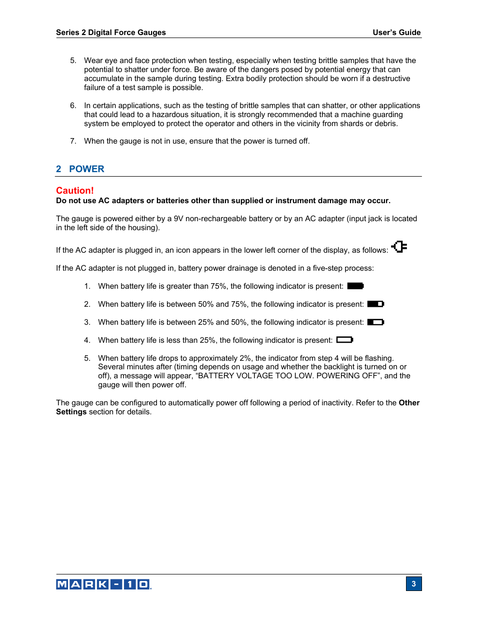 Cooper Instruments & Systems Series M2 Digital Force Gage User Manual | Page 4 / 17