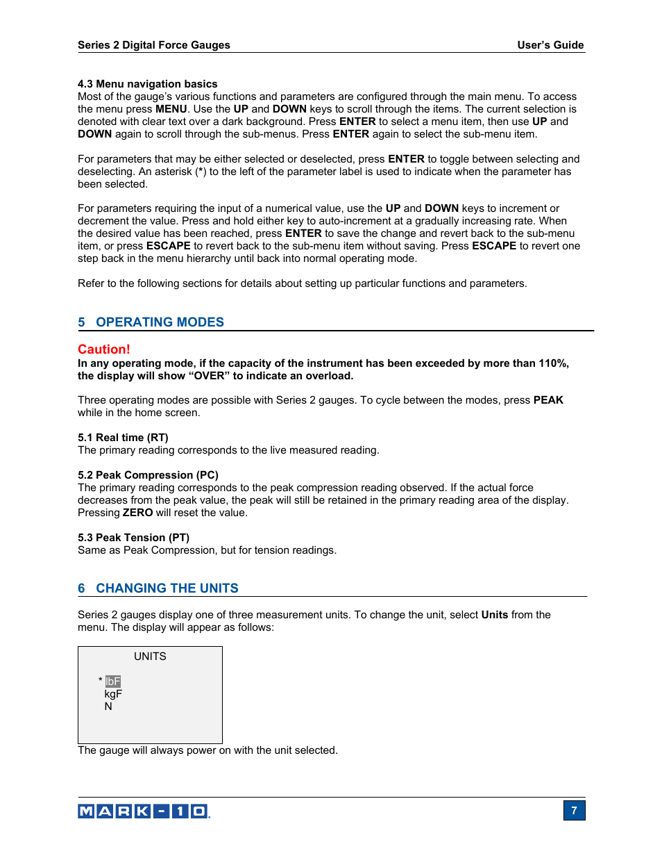 Cooper Instruments & Systems Series M2 Digital Force Gage User Manual | Page 8 / 17