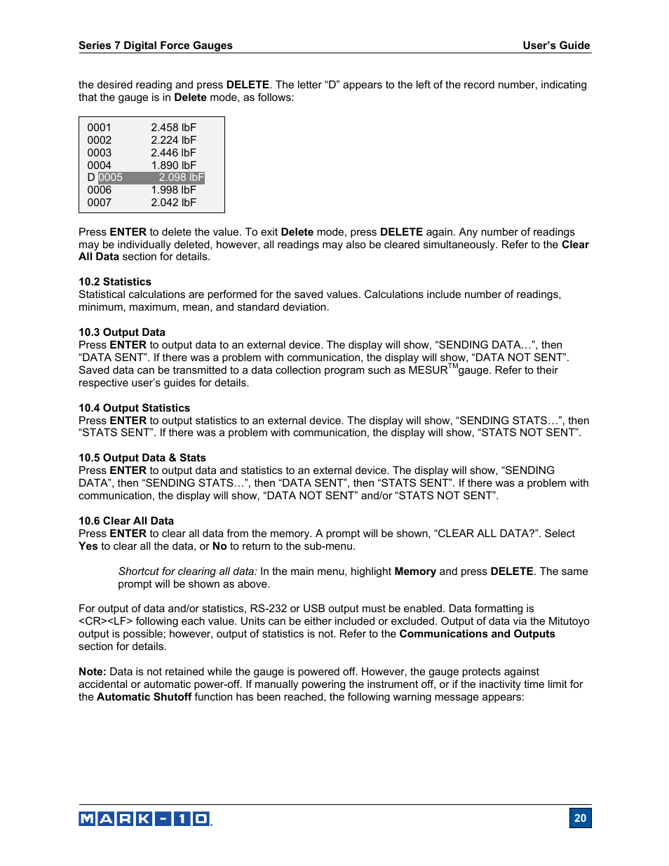 Cooper Instruments & Systems Series M7 Professional Digital Force Gauge User Manual | Page 21 / 41