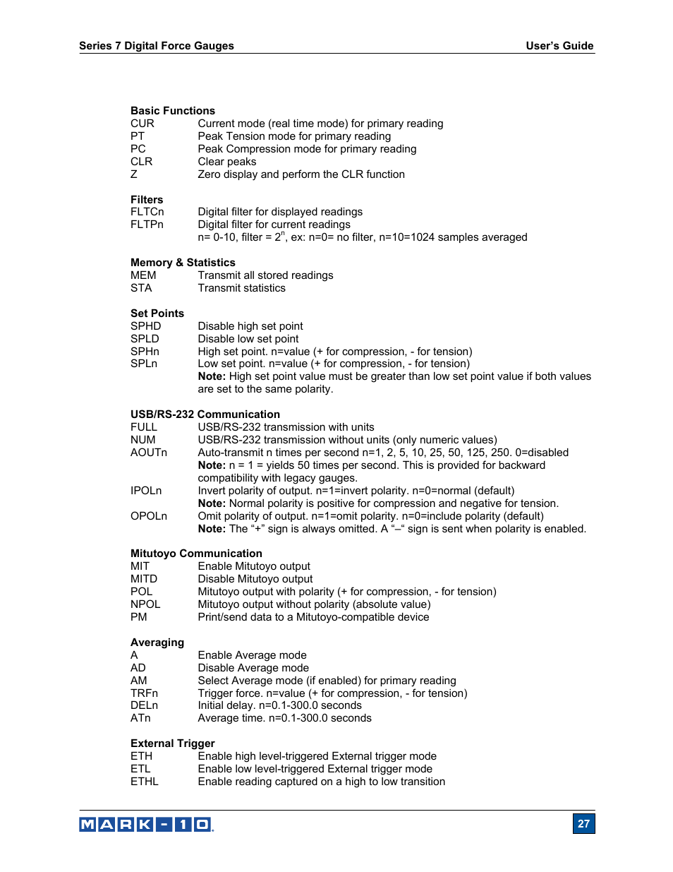 Cooper Instruments & Systems Series M7 Professional Digital Force Gauge User Manual | Page 28 / 41