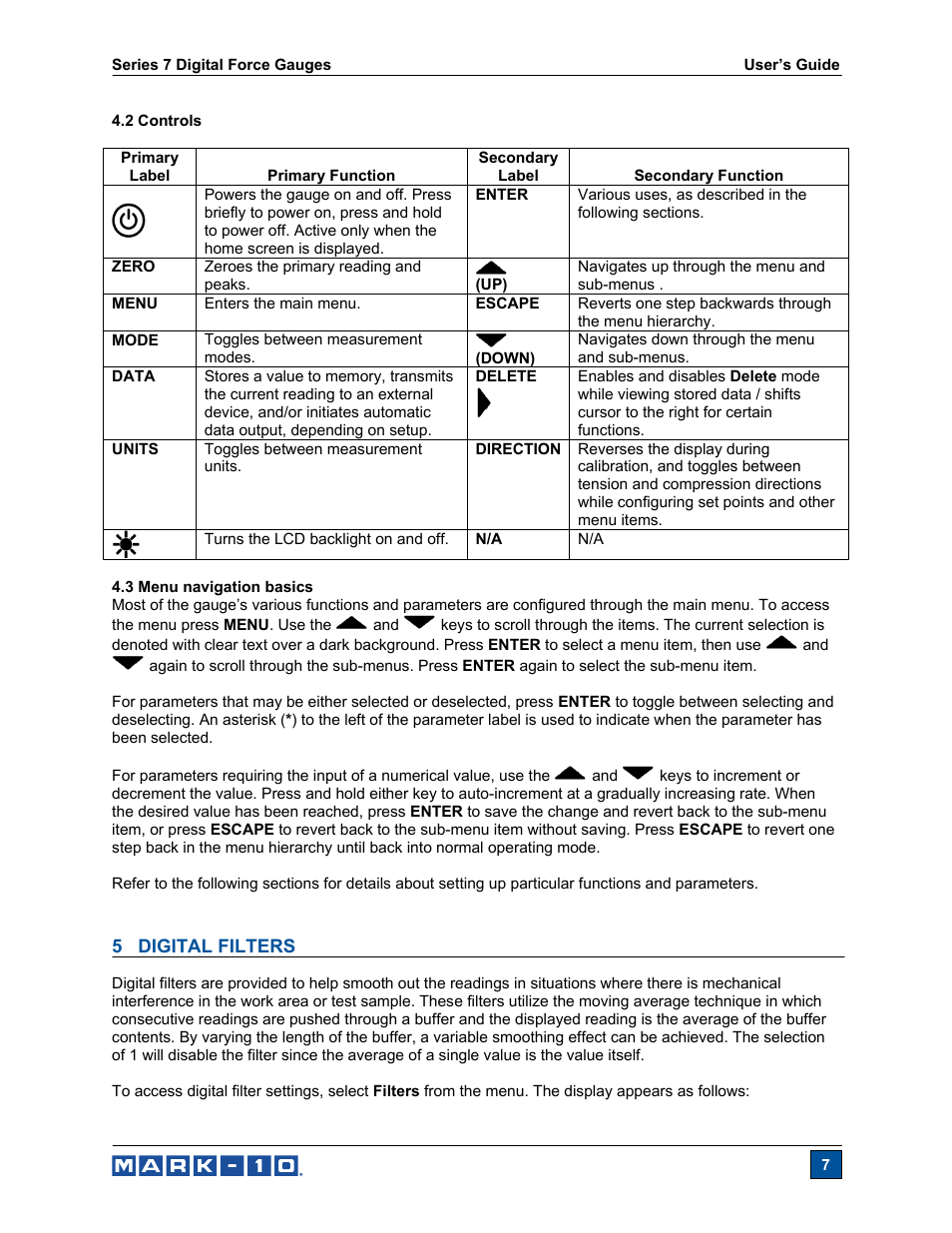 Cooper Instruments & Systems Series M7 Professional Digital Force Gauge User Manual | Page 8 / 41