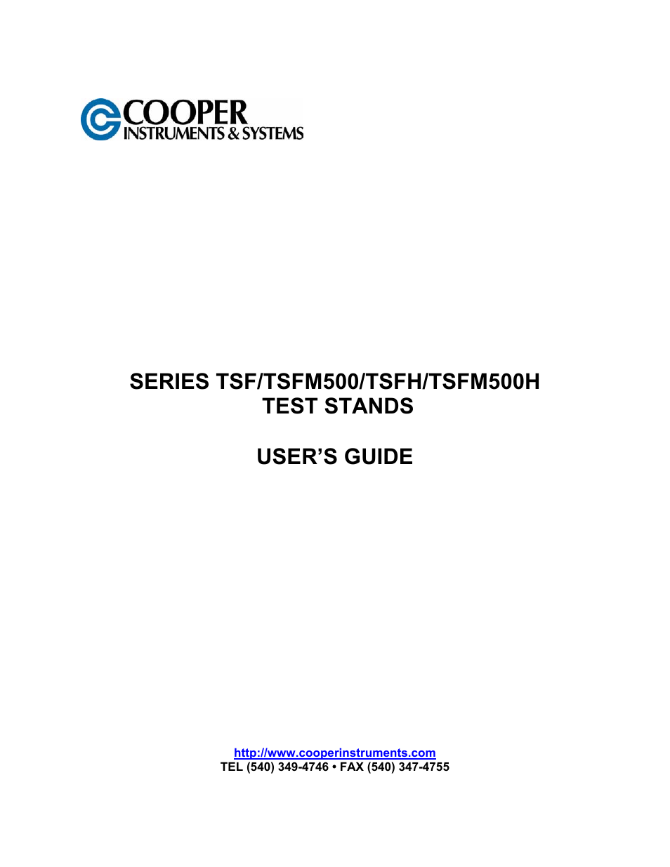 Cooper Instruments & Systems TSFM 500 Motorized Force Test Stand User Manual | 7 pages