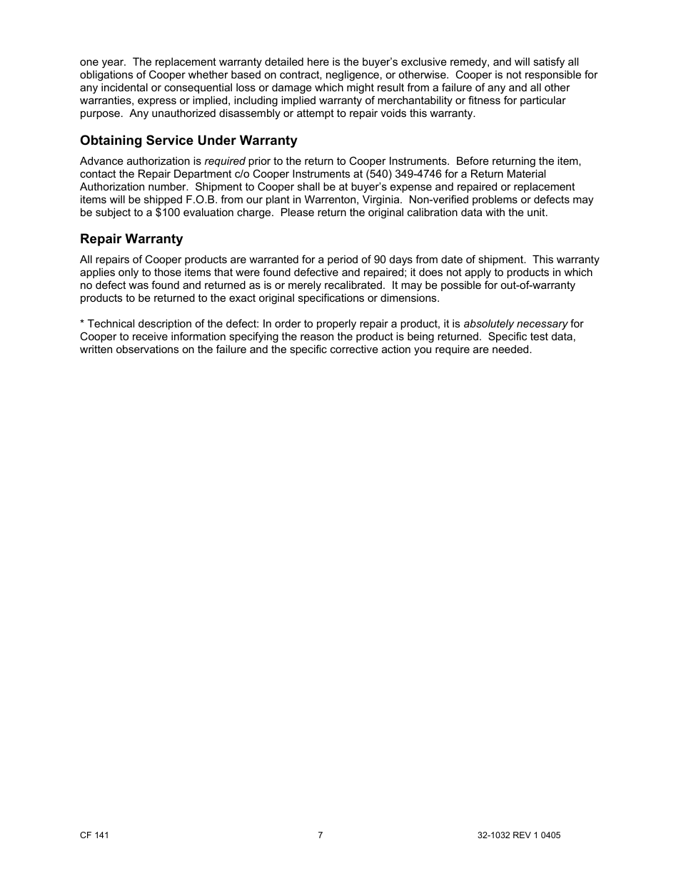 Cooper Instruments & Systems TSFM 500 Motorized Force Test Stand User Manual | Page 7 / 7