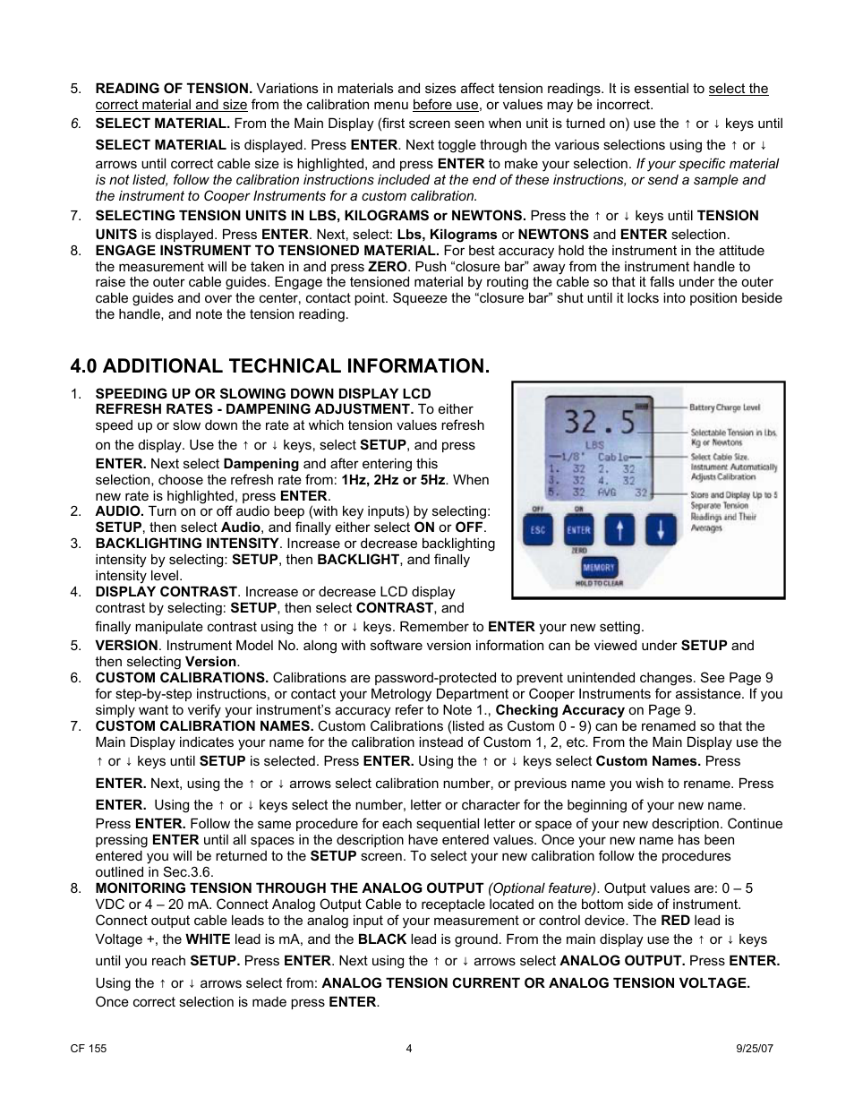 0 additional technical information | Cooper Instruments & Systems ACX-1 Aircraft Cable Tension Meter User Manual | Page 4 / 8