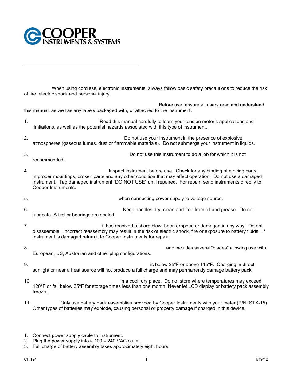 Cooper Instruments & Systems STX-1 Digital Strap Tension Meter User Manual | 7 pages