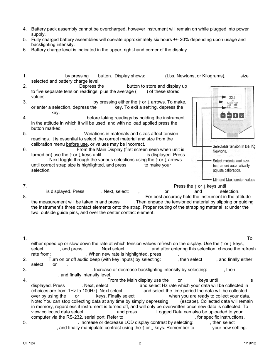 0 operation: quick start, 0 additional technical information | Cooper Instruments & Systems STX-1 Digital Strap Tension Meter User Manual | Page 2 / 7
