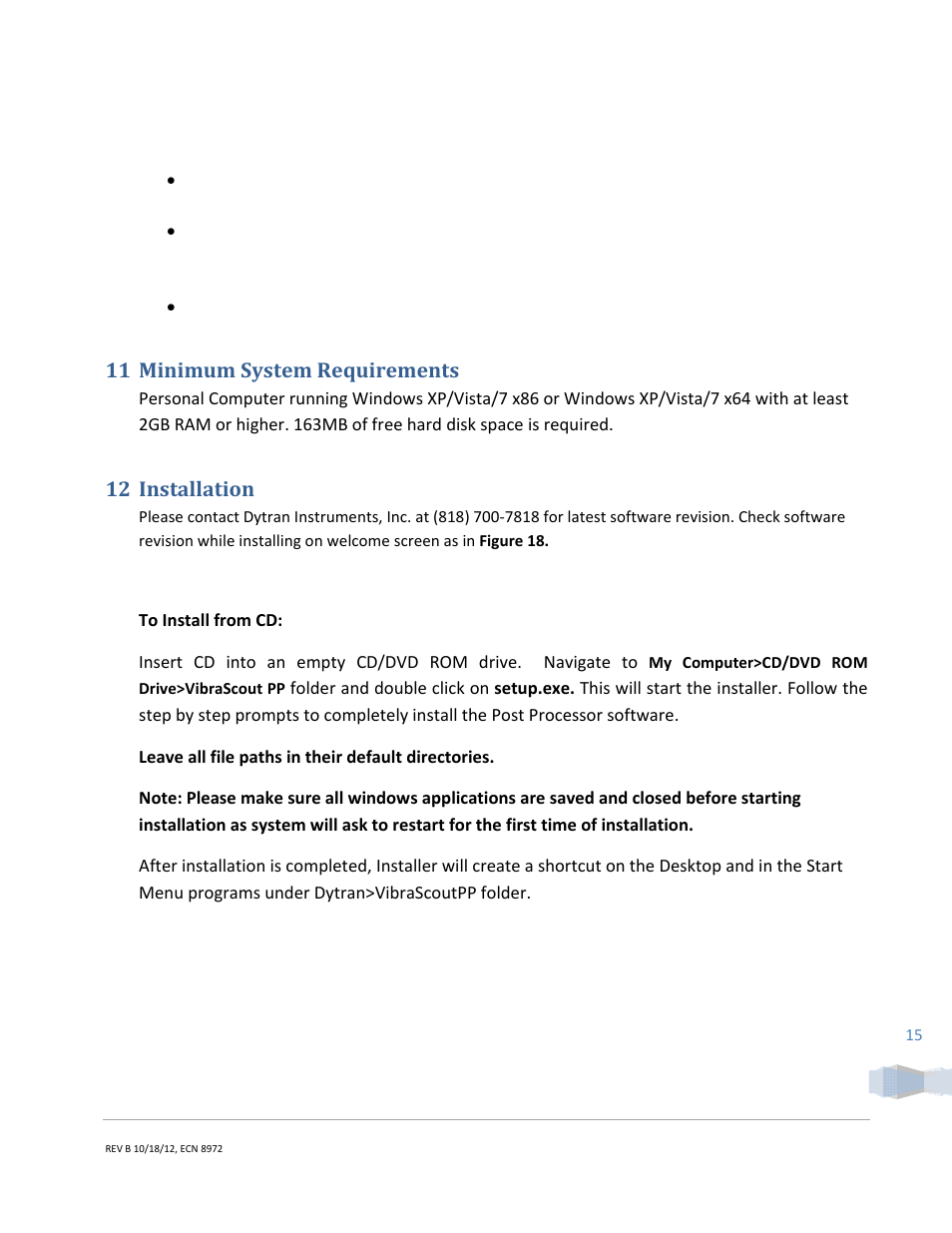 11 minimum system requirements, 12 installation | Cooper Instruments & Systems Dytran 5340 USB Triaxial Accelerometer User Manual | Page 15 / 22
