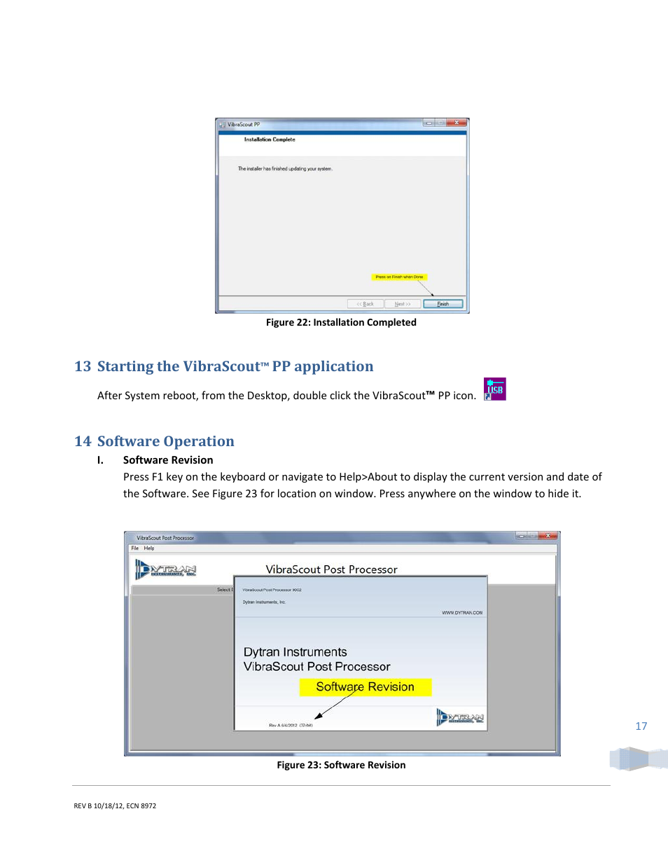 13 starting the vibrascout, Pp application, 14 software operation | Cooper Instruments & Systems Dytran 5340 USB Triaxial Accelerometer User Manual | Page 17 / 22