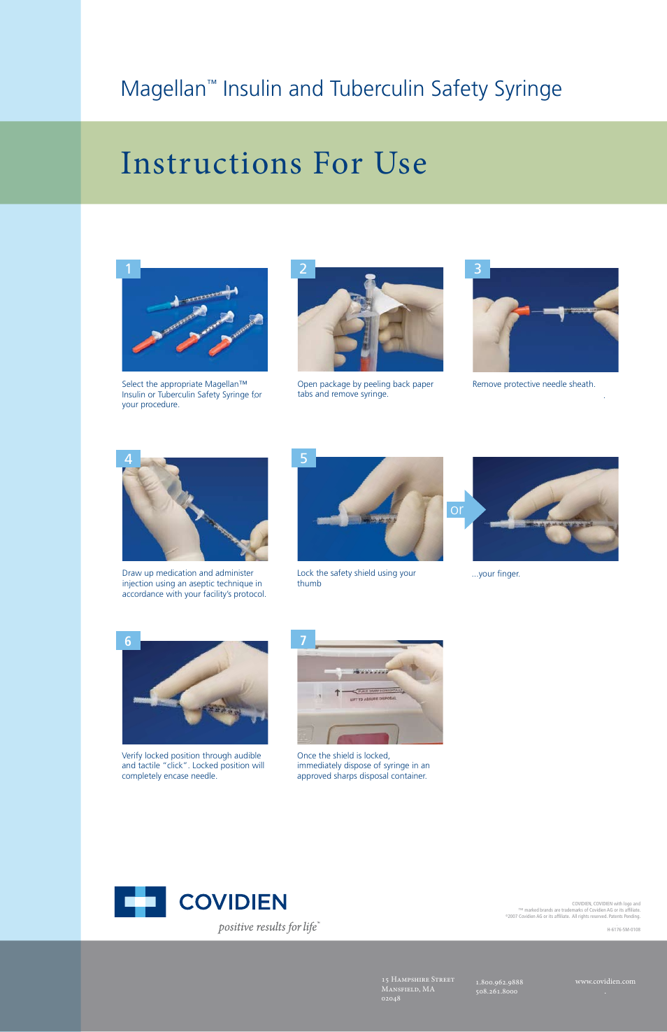 COVIDIEN Magellan™ Insulin and Tuberculin Safety Syringe User Manual | 1 page