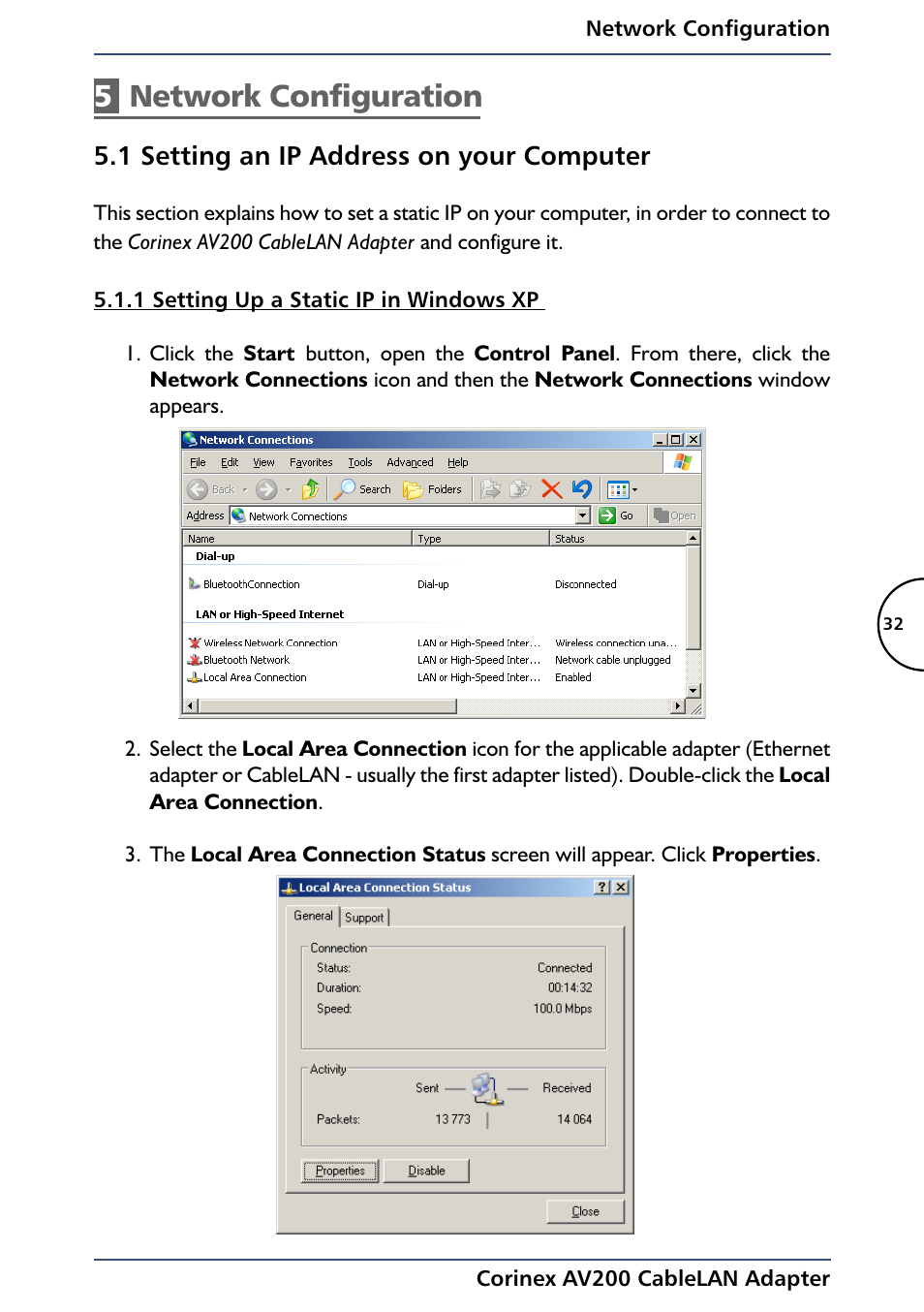 5network configuration, 1 setting an ip address on your computer | Black Box AV200 User Manual | Page 34 / 44
