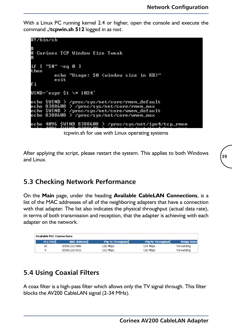 4 using coaxial filters, 3 checking network performance | Black Box AV200 User Manual | Page 41 / 44