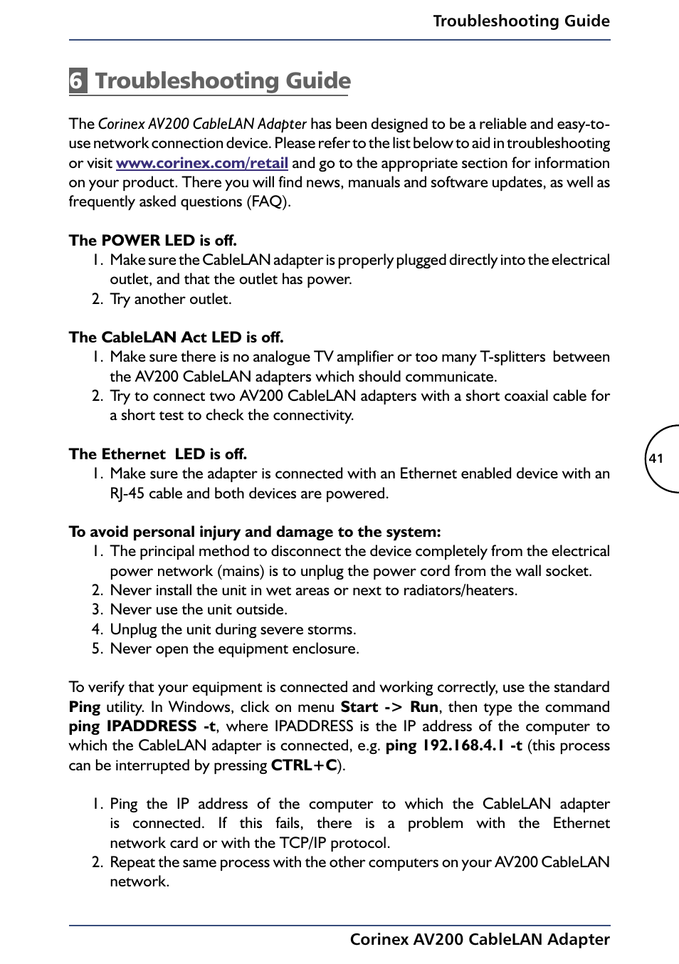 6troubleshooting guide | Black Box AV200 User Manual | Page 43 / 44