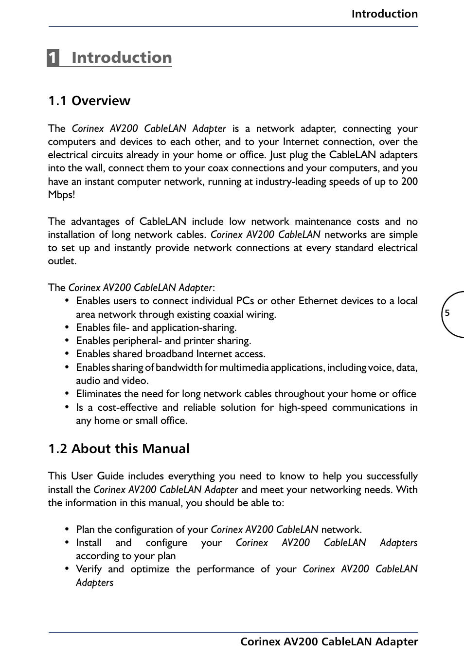 1introduction, 1 overview, 2 about this manual | Black Box AV200 User Manual | Page 7 / 44