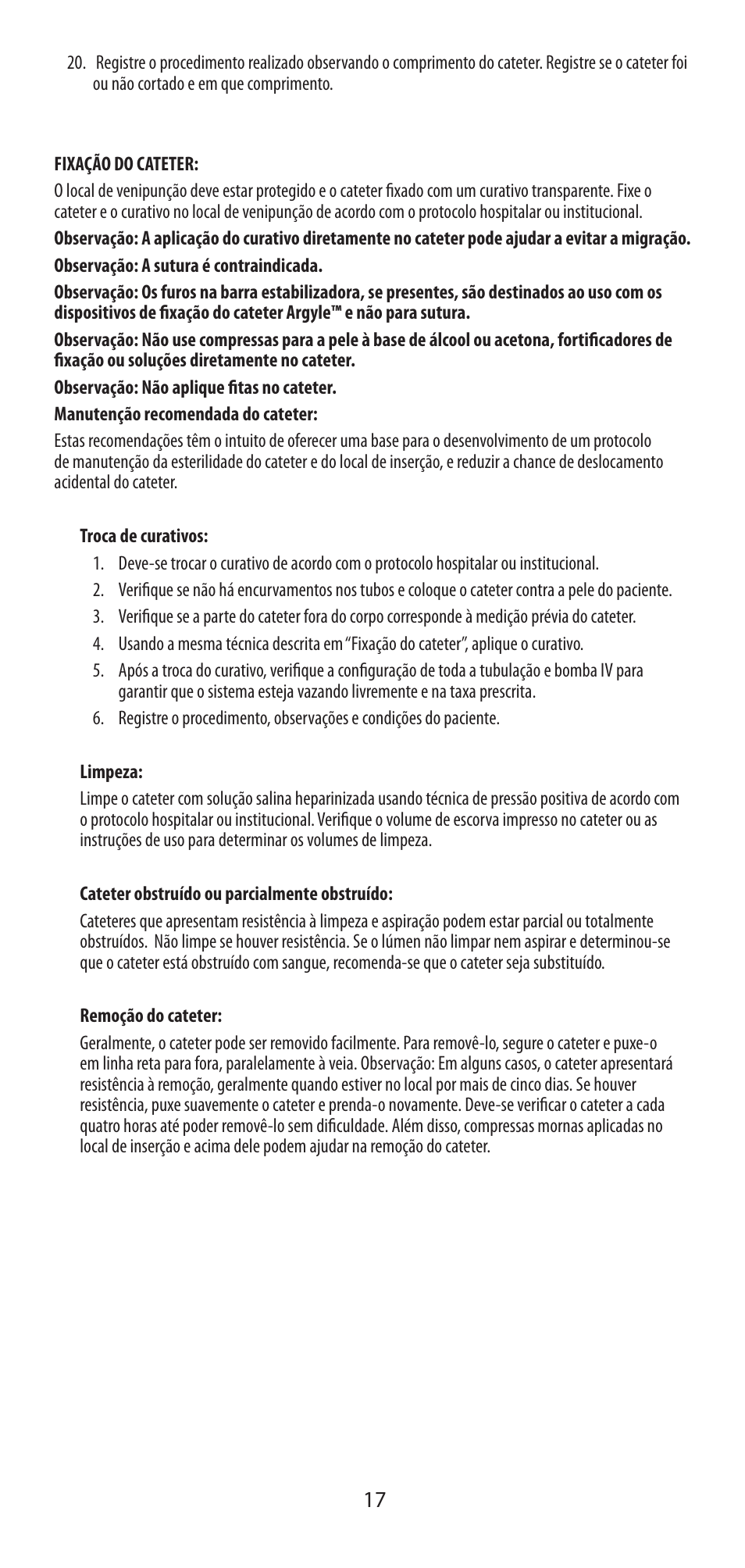 COVIDIEN Argyle™ Peripherally Inserted Central Catheter User Manual | Page 17 / 18