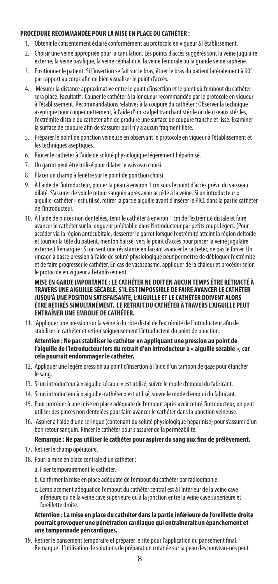 COVIDIEN Argyle™ Peripherally Inserted Central Catheter User Manual | Page 8 / 18