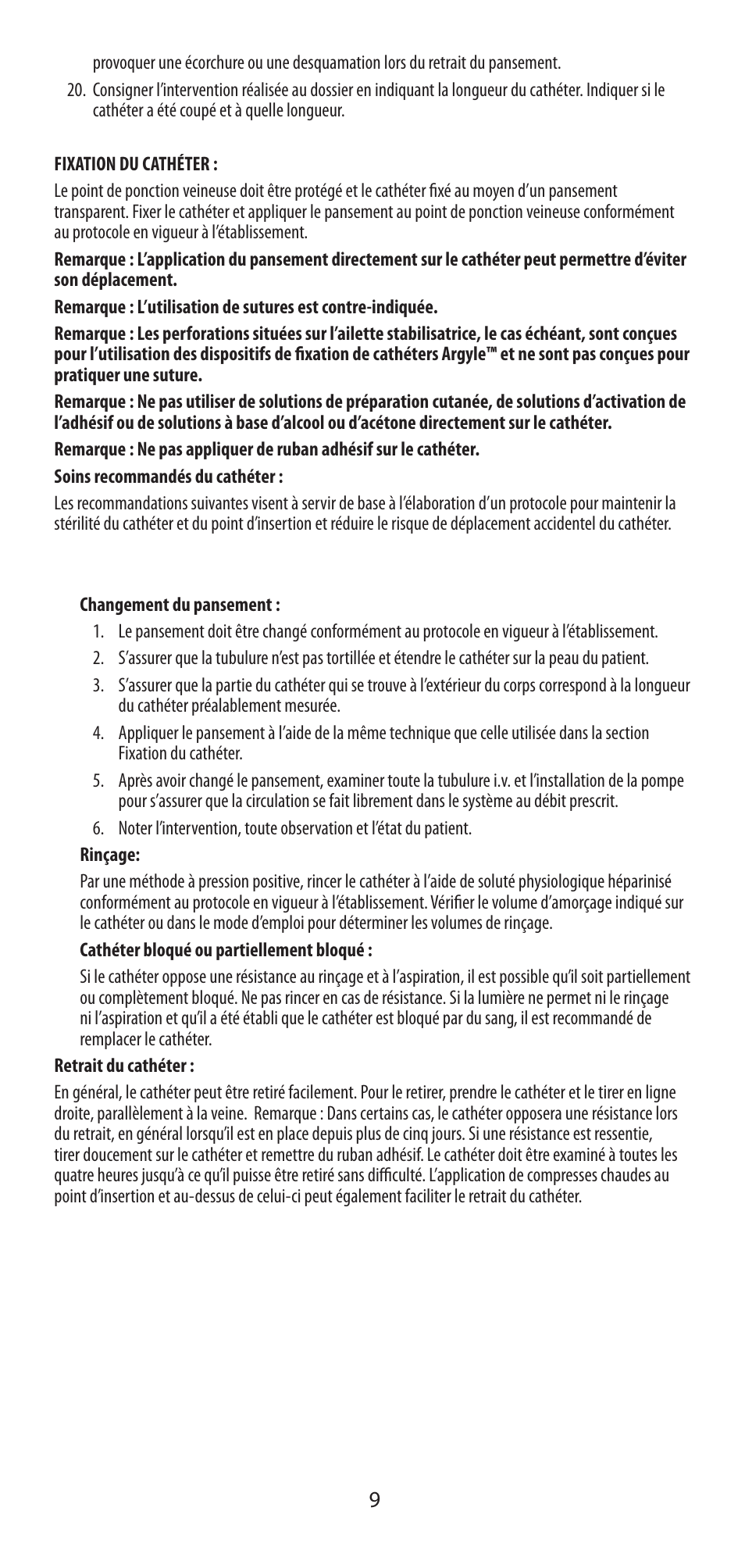 COVIDIEN Argyle™ Peripherally Inserted Central Catheter User Manual | Page 9 / 18