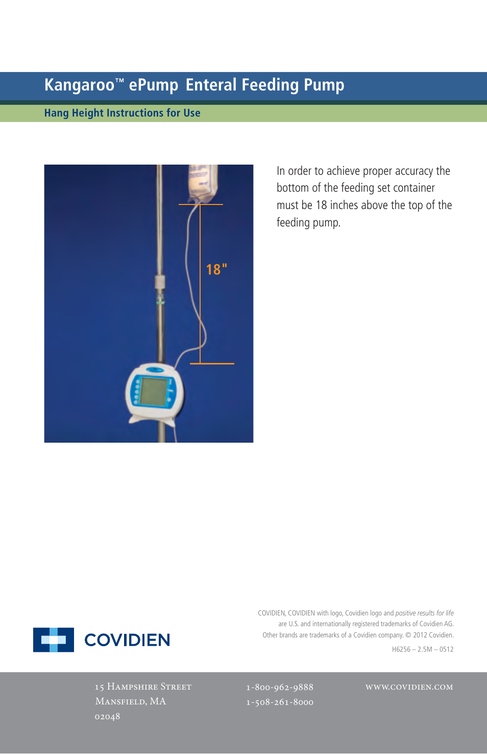 Kangaroo, Epump, Enteral feeding pump | COVIDIEN Kangaroo™ ePump Set User Manual | Page 2 / 2