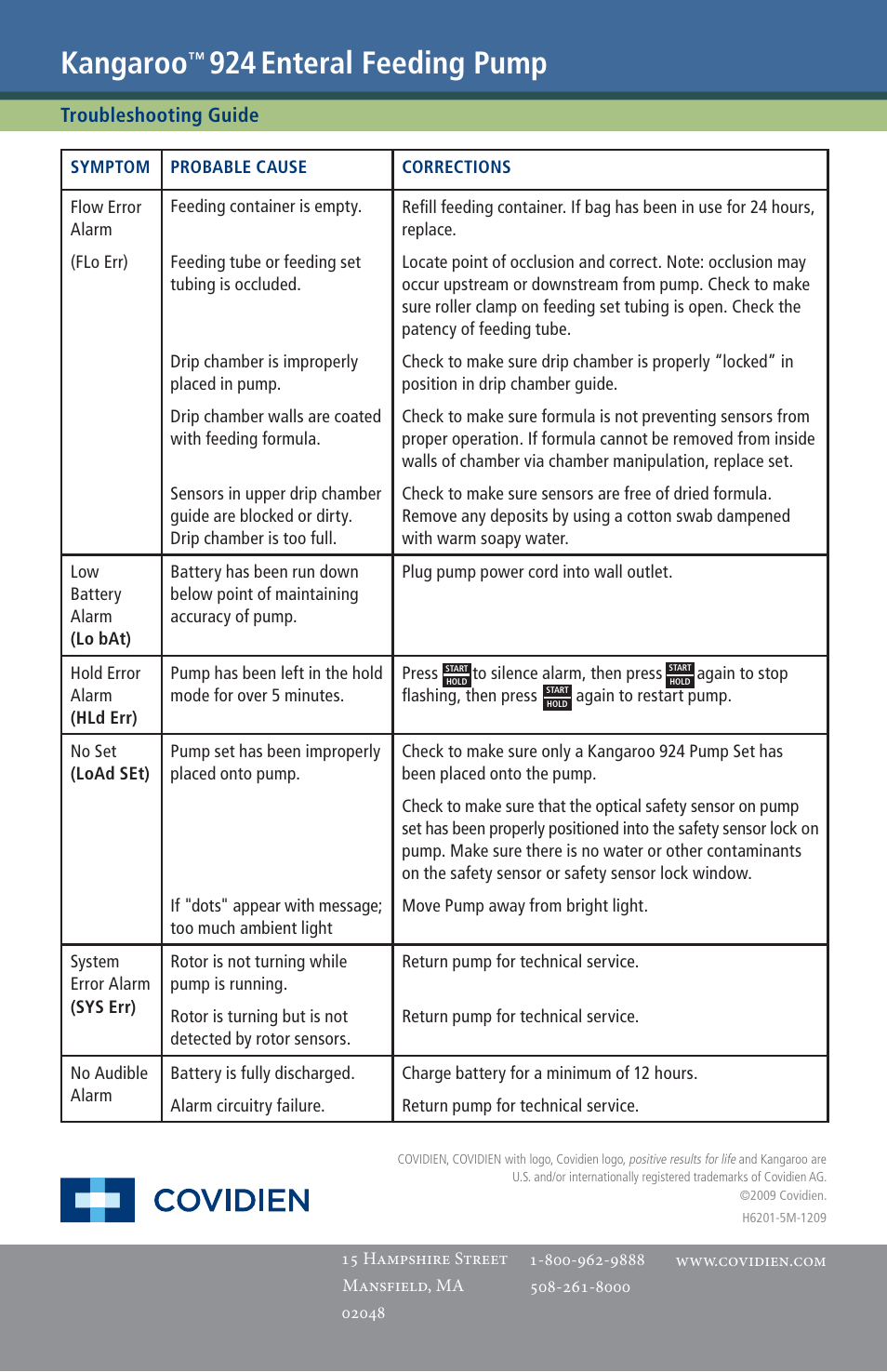 Kangaroo, Enteral feeding pump | COVIDIEN Kangaroo™ 924 Hang Tag User Manual | Page 2 / 2