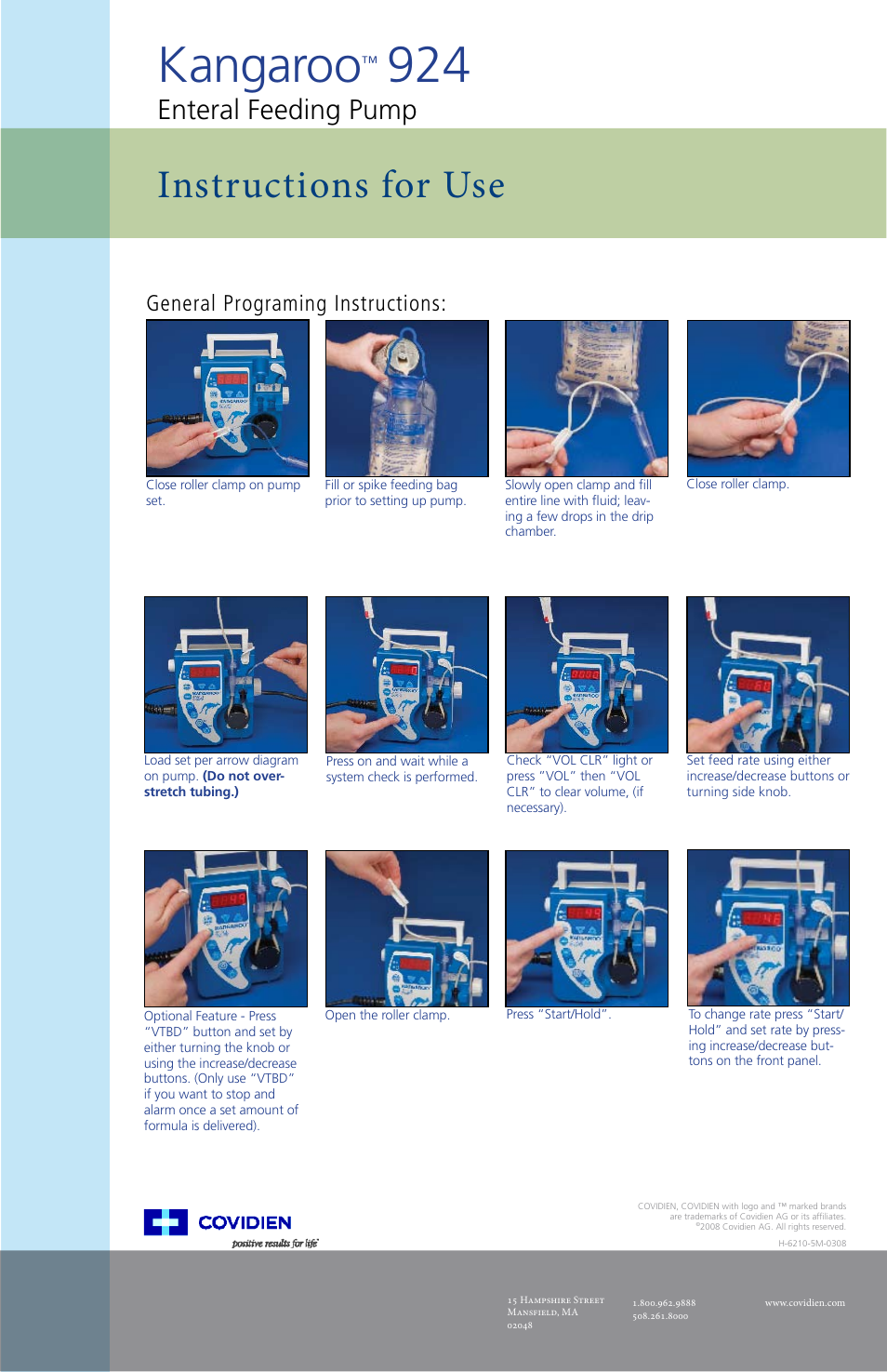 COVIDIEN Kangaroo™ 924 User Manual | 1 page